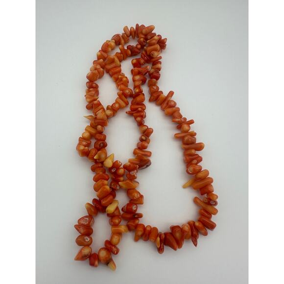 Unknown Jewelry - Vintage Coral raw bead Infinity Necklace